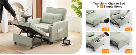 Vingli Sleeper Chair 3 In 1 Convertible Sofa Bed Light