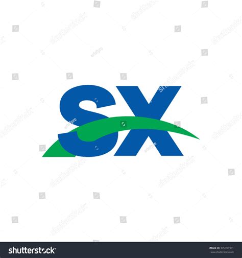 Sx Initial Overlapping Swoosh Letter Logo Blue Royalty Free Stock