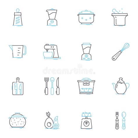 Culinary Room Linear Icons Set Kitchen Cooking Food Recipe Bake