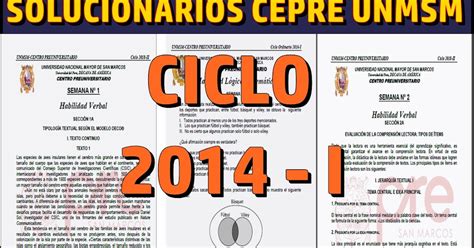 Solucionarios De Cepre San Marcos Del Ciclo I Aprendizaje Total