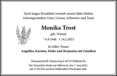 Traueranzeigen Von Monika Trost Vrm Trauer De