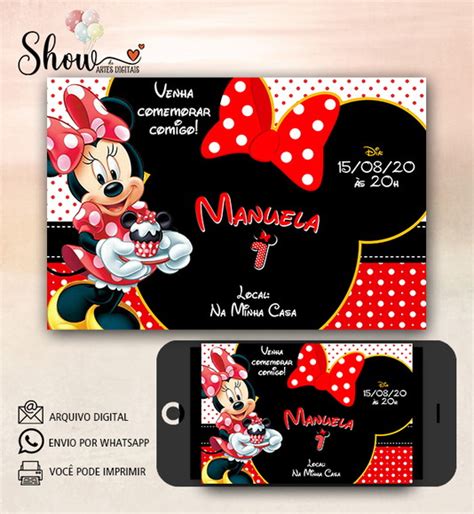 Convite Digital Minnie Vermelha Elo7 Produtos Especiais