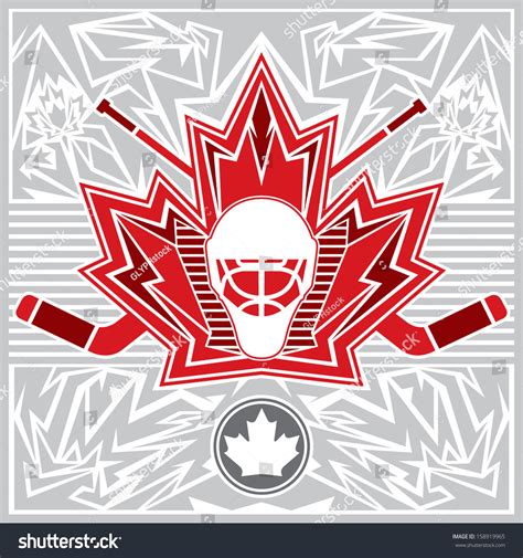 Canadian Maple Leaf Design Featuring Hockey Stock Vector (Royalty Free ...