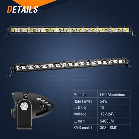 20 Inch LED Slim Work Lights Bar Spot Flood Combo Off Road Driving Lamp