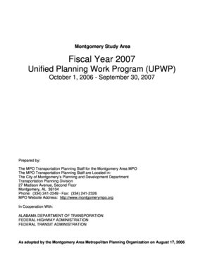 Fillable Online Montgomerympo UNIFIED PLANNING WORK PROGRAM UPWP