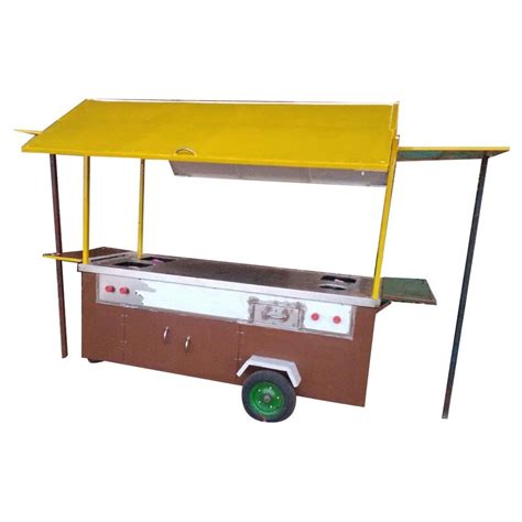 Mild Steel Yellow And Brown 3 Wheeler Rolling Food Cart Load Capacity