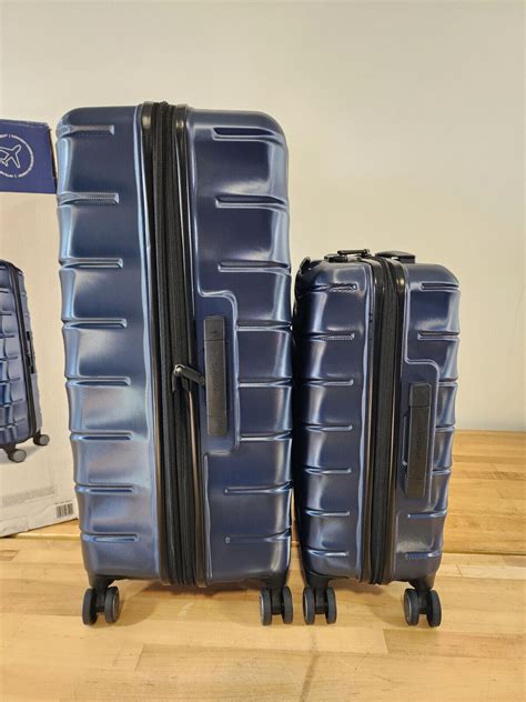 2 PIECE Samsonite Amplitude Hardside Blue Luggage Set Carryon Checked