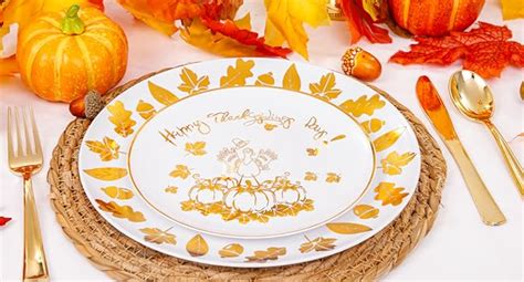 Amazon Liacere 150PCS Thanksgiving Plastic Plates Gold Plastic