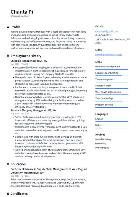 Top 16 Shipping Manager Resume Objective Examples