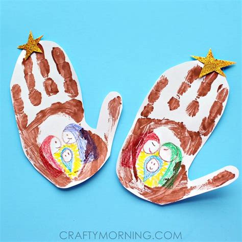 Handprint Stable Jesus In A Manger Kids Craft Preschool Christmas