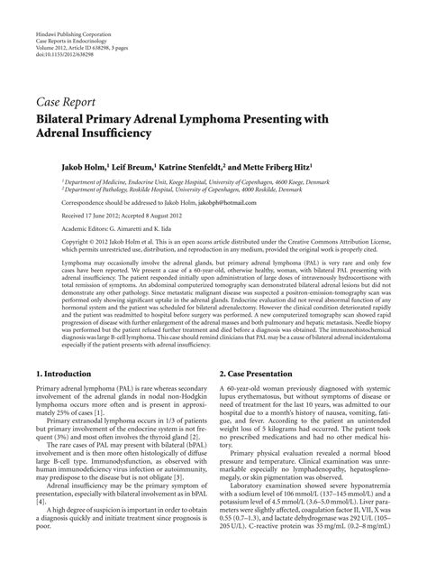 SOLUTION Bilateral Primary Adrenal Lymphoma Presenting With Adrenal