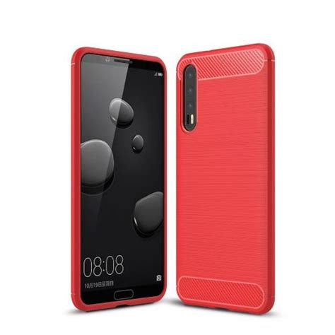 TPU gel ovitek Brushed Carbon za Huawei P20 Pro rdeč Enaa