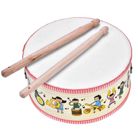 Rdeghly Mini Wooden Handheld Hand Drum Musical Percussion Instrument