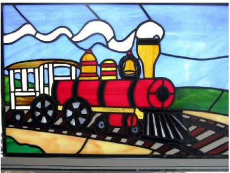 Steam Locomotive By Clark Matheson Custom Stained Glass Stained Glass Designs Stained Glass