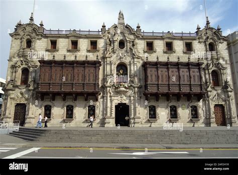 Archbishop S Palace Lima Historic Centre Peru South America Stock