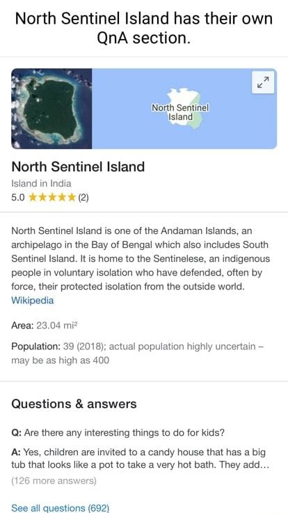 North Sentinel Island Has Their Own Qna Section North Sentinel Isiand