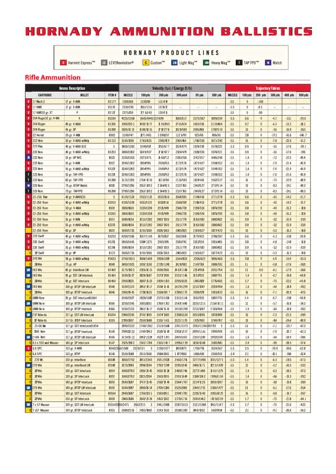 Rifle Ammunition Chart printable pdf download