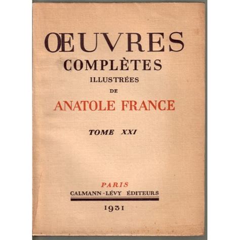 Anatole France Oeuvres Completes Illustrees Tome 21 1931 Le Genie