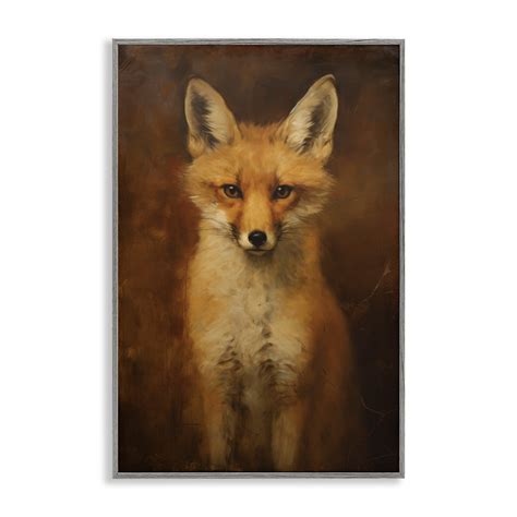 Stupell Industries Stoic Baby Fox Animals And Insects Painting Gray