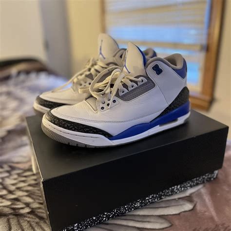 Jordan Retro 3 Racer Blue - Minimal Wear - Laces... - Depop