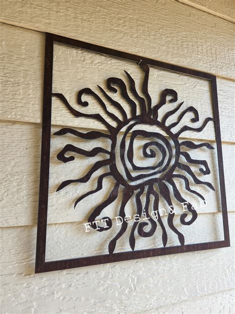 Rustic Sun Indoor Outdoor Wall Decor Framed Sun Recycled Steel