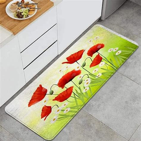 Qinco Anti Fatigue Kitchen Floor Matspring Environment With Poppies