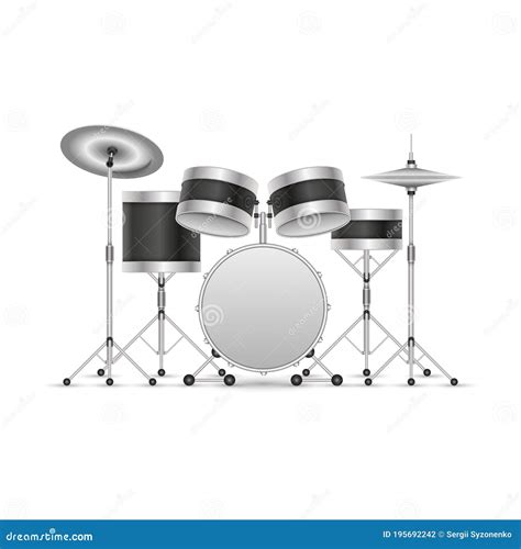 Drum Set Musical Instrument Isolated On White 3d Clipart Vector