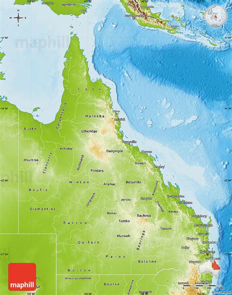 Physical Map Of Queensland