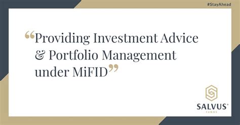 Providing Investment Advice Portfolio Management Under Mifid Salvus