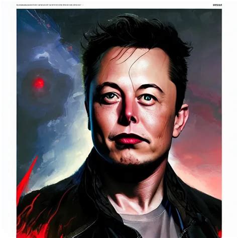 Portrait Of Elon Musk Marvel Comics Dark Intricate Stable