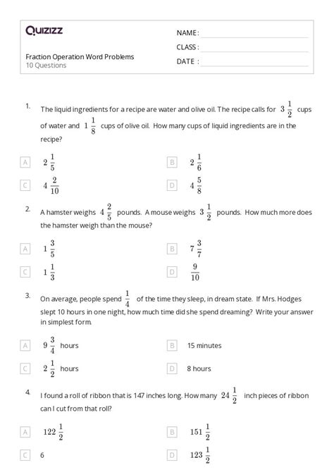 Mixed Operation Word Problems Worksheets For Th Grade On Quizizz