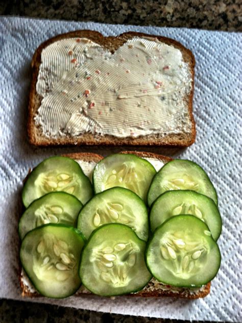 Cucumber Sandwich With Veggie Cream Cheese On Whole Wheat Bread Nomz