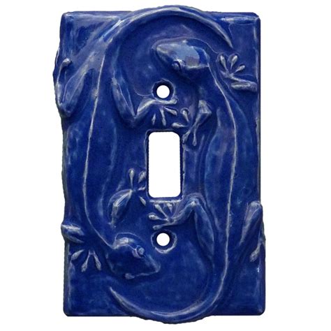 Geckos Single Toggle Ceramic Light Switch Cover Creative Unusual Handmade