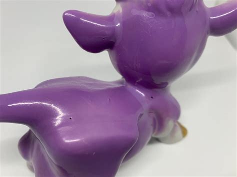 Vintage Victoria Ceramics Anthropomorphic Ceramic Purple Cow Figurine