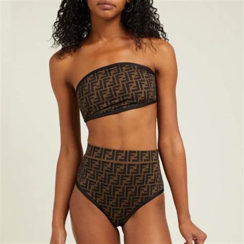 Fendi High Waist Bandeau Bikini L Quick Ship Beach Babe Bikini