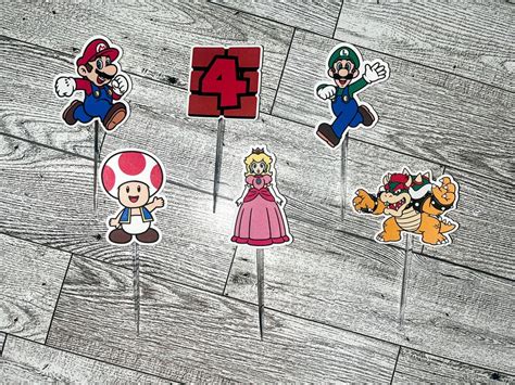 Personalized Super Mario Cupcake Toppers Mario Birthday Etsy