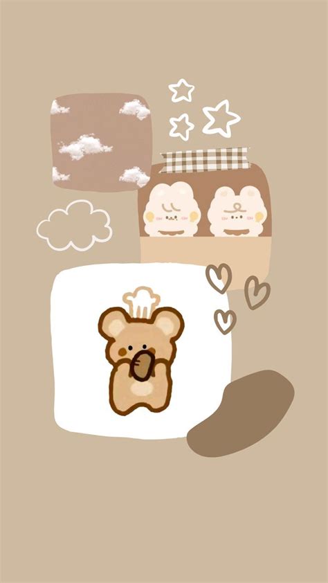 soft korean bear wallpaper 🤎 | Wallpaper kartun, Kartu 3d, Desain kawaii