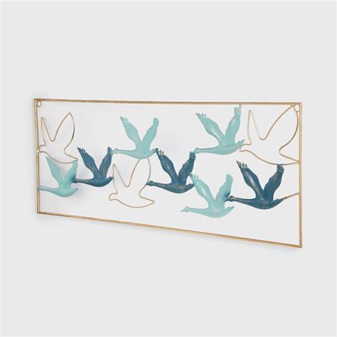 Buy Steffi Multicolour Textured Flying Birds Metal Wall Art From Home