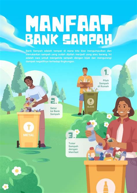 poster manfaat bank sampah ilustratif template canva   iklan