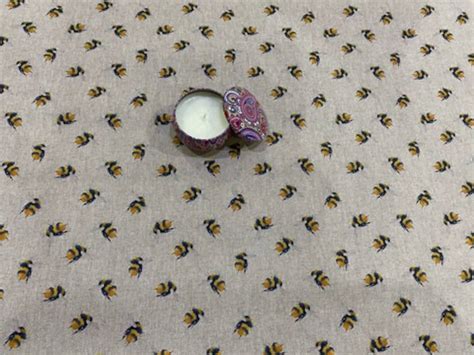 100 Cotton Linen Fabric Bumble Bees Fabric On Cream Perfect Etsy