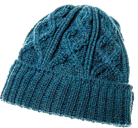 Aran Woollen Mills Aran Diamond Stitch Hat Sea Blue Clothing Caps