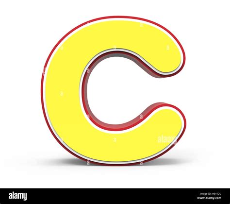 Yellow Letter C 3d Rendering Graphic Isolated On White Background