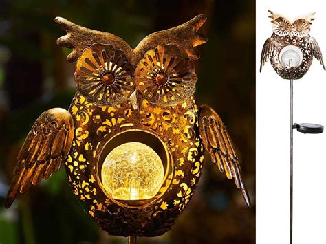 Owl Solar Powered Light Porch Lights Garden Yard Led Lamp Ornament