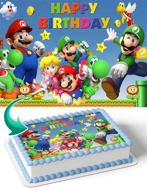 Super Mario Bros Luigi World Edible Cake Toppers Ediblecakeimage