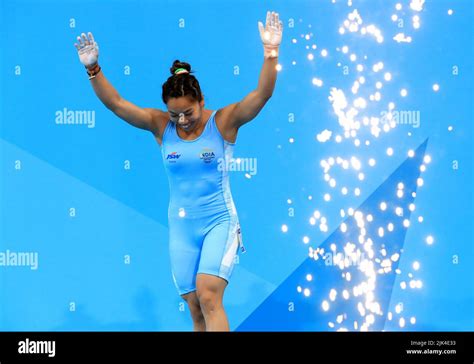 Indias Chanu Saikhom Mirabai During The Womens Kg Weightlifting