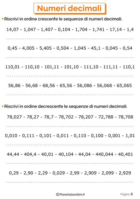 Esercizi Sui Numeri Decimali Per La Scuola Primaria Decimale Lezioni