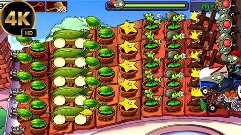 Plants Vs Zombies Hack Survival Roof Melon Pult Gatling Pea