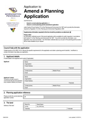 Fillable Online Amend A Planning Application Form Pdf Mornington