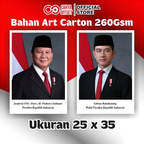 Jual 12 12 COD Poster Foto Presiden Dan Wakil Presiden Prabowo Gibran