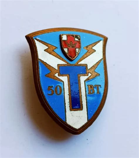 INSIGNE MILITAIRE ANCIEN 50 Régiment Transmissions Vintage Badge